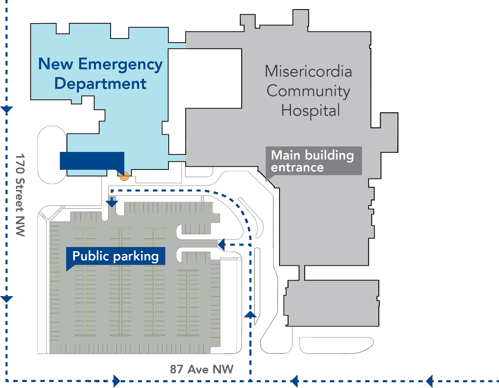 Map of Misericordia hospital parking