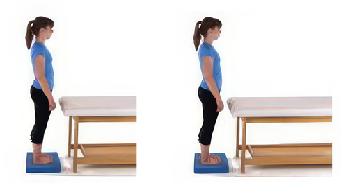 Photos of steps for balance exercise on unstable surface