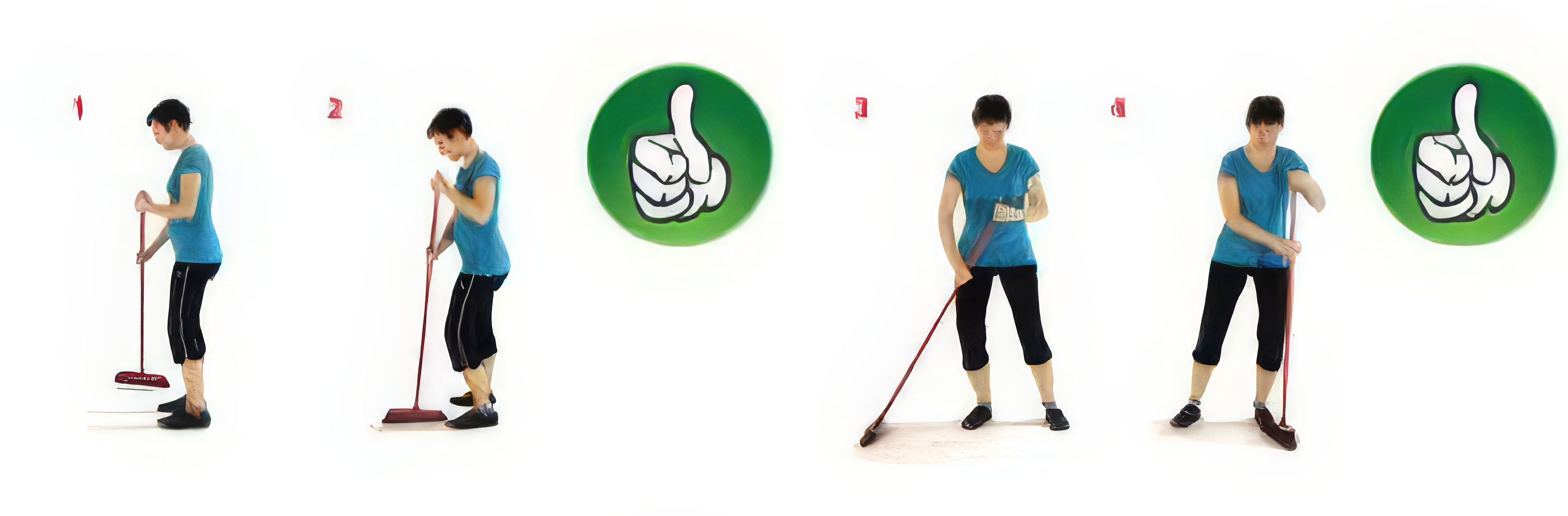 Proper posture while sweeping