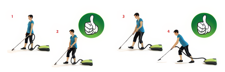 Good posture while vacuuming