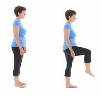 Photos of steps for slow march with high knees