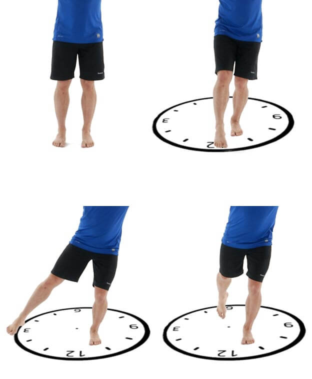 Photos of proprioception clock dynamic balance exercise