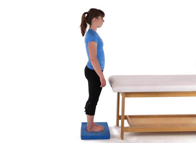 Photos of steps for balance exercise on unstable surface