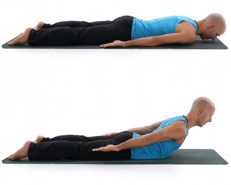 Photos of steps for chest lift exercise