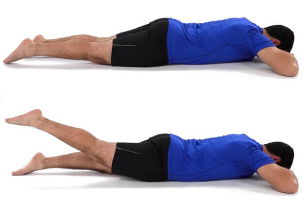 Photos of prone hip extension steps
