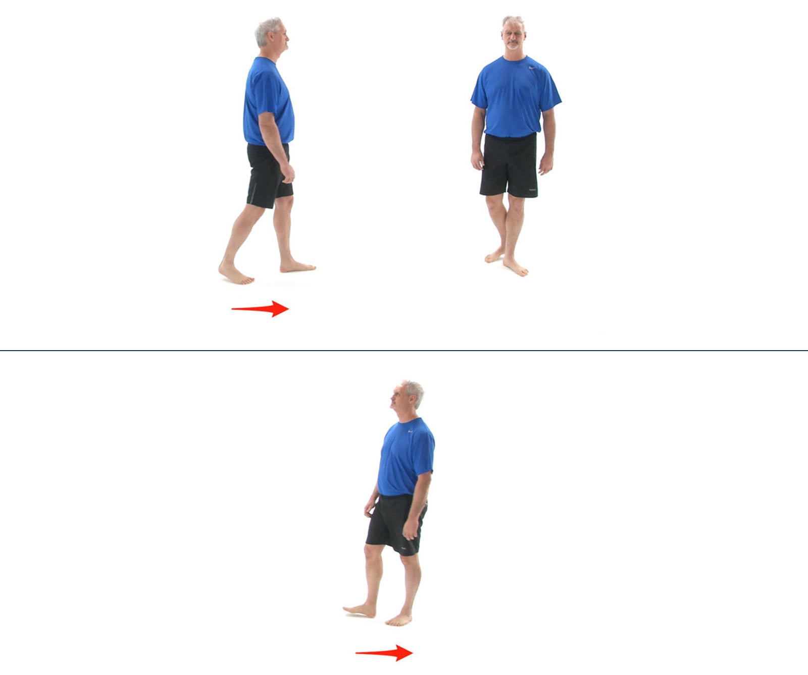 Photos of forward and backward walking exercise