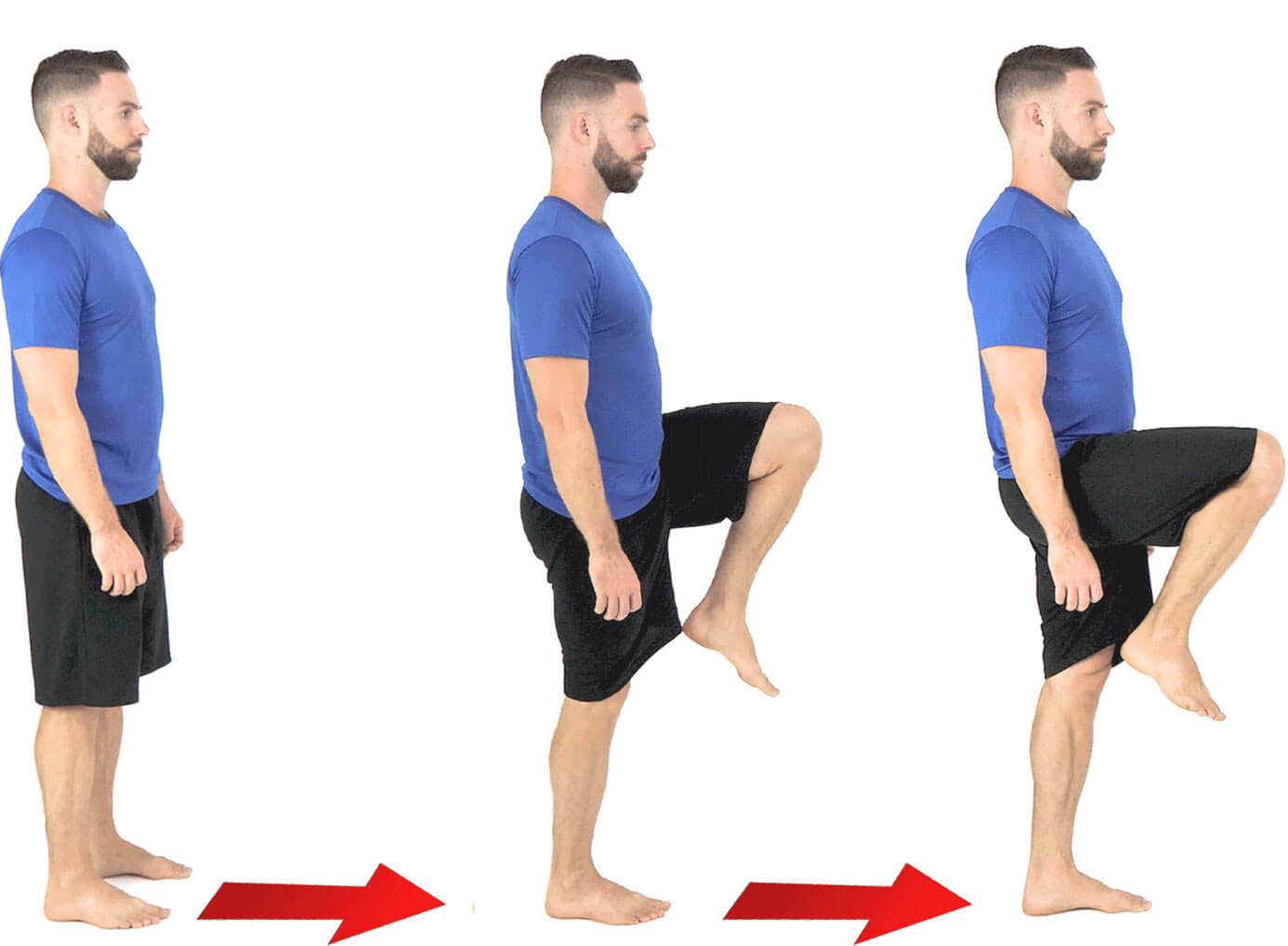 Photos of walking with high knees