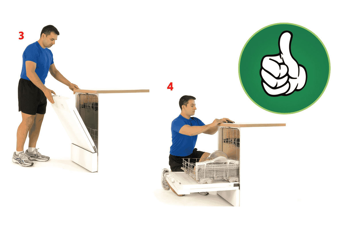 Posture to take while filling the dishwasher