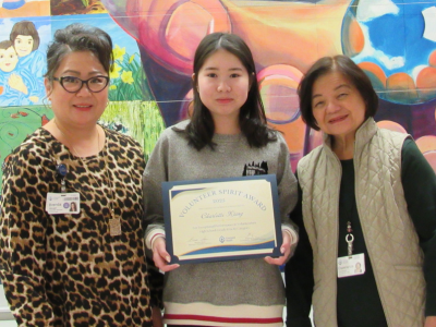 Charlotte Kiang receives Spirit Award scholarship.