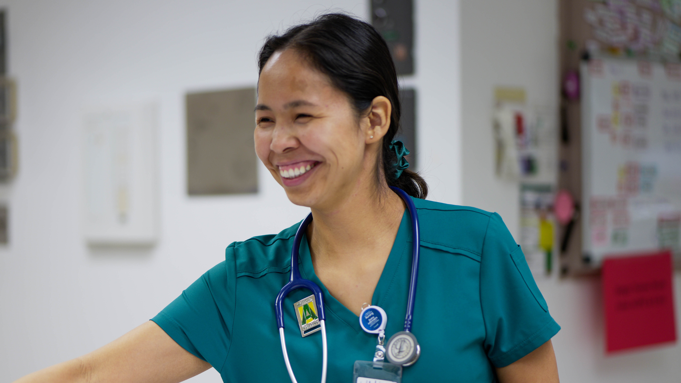 Makayla Mantla smiling while working at St. Joseph's General Hospital