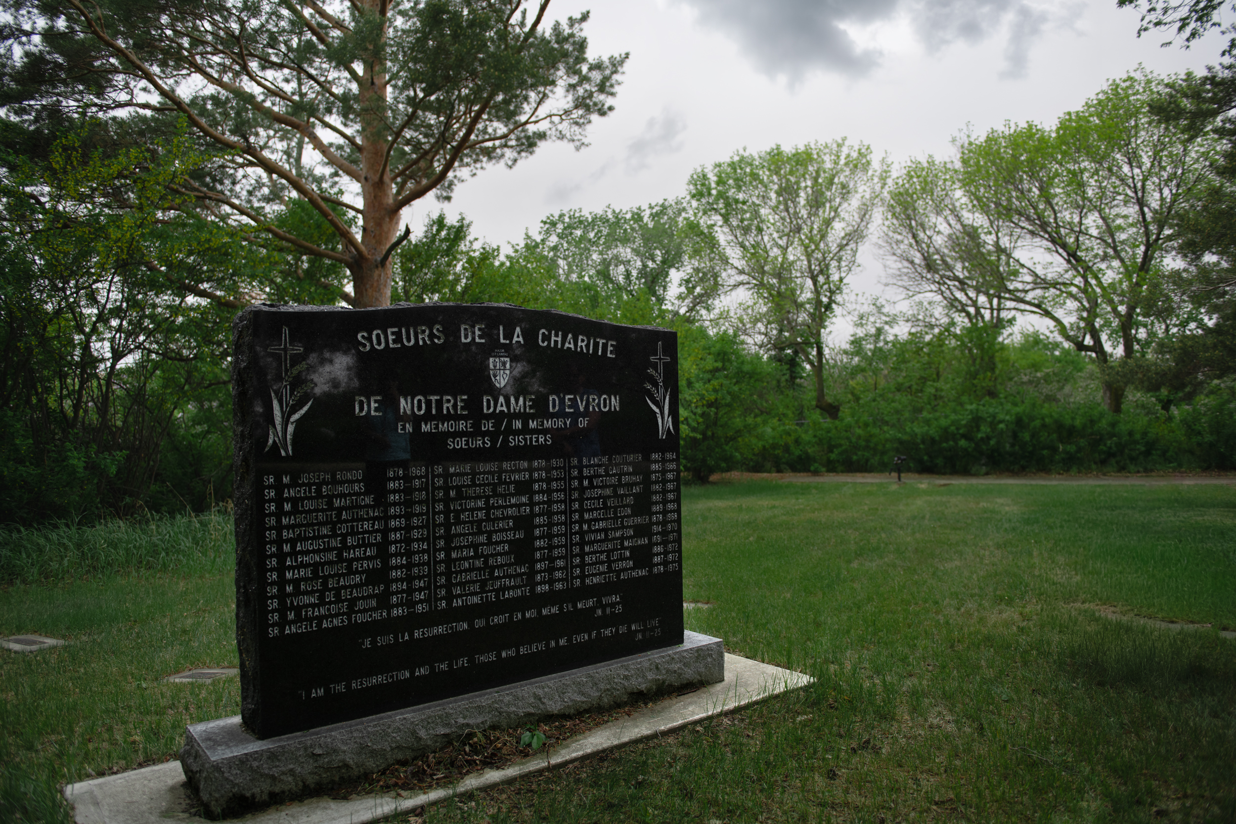 The Sisters of Charity of Our Lady of Evron are remembered on the grounds of St. Mary's.