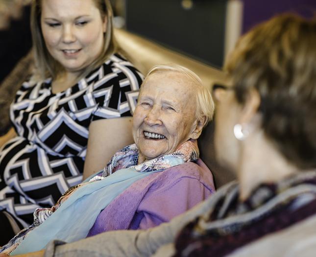 Covenant Parners interact with a resident in long-term care.