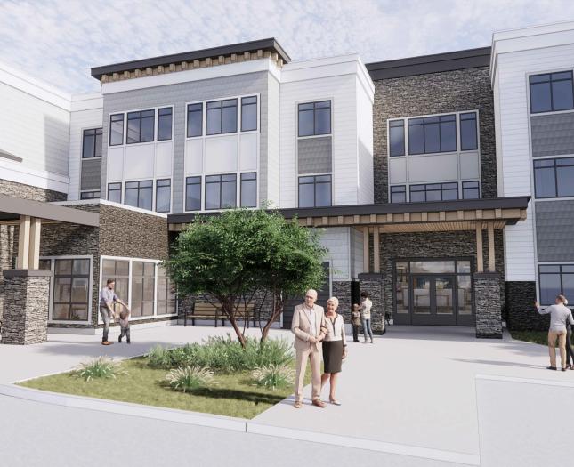 Rendering of an entrance point at Trochu Supportive Living. Rendering of an entrance point for the Trochu Supportive Living facility
