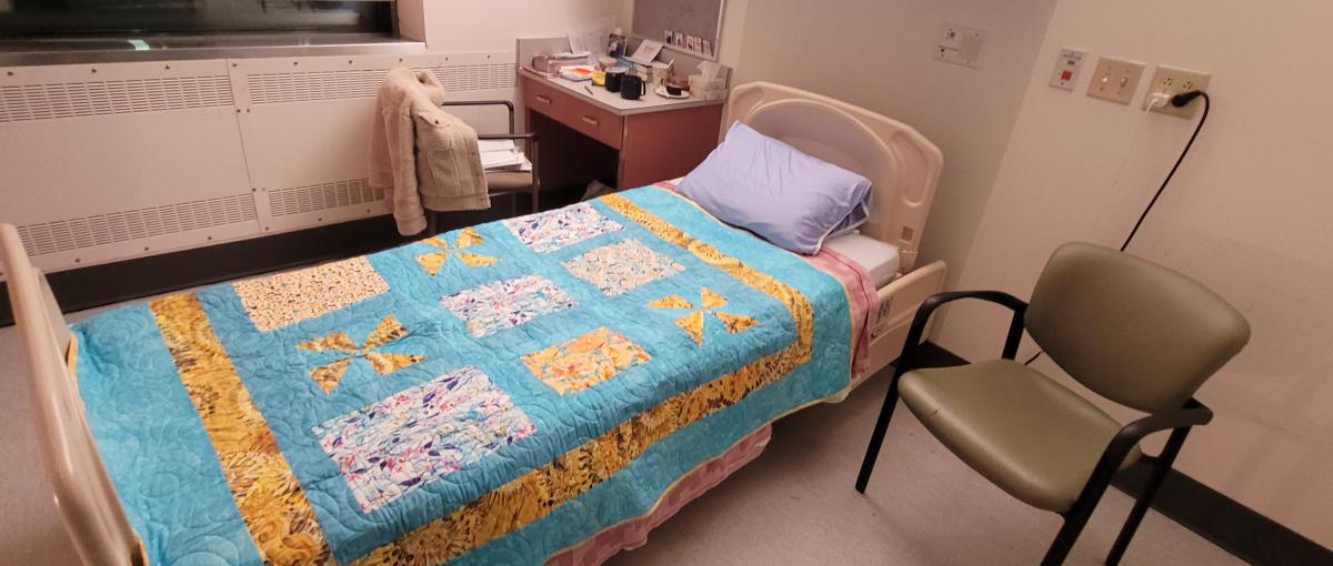 A quilt from the Blankets of Love program for a patient on the mental health unit at the Grey Nuns Community Hospital