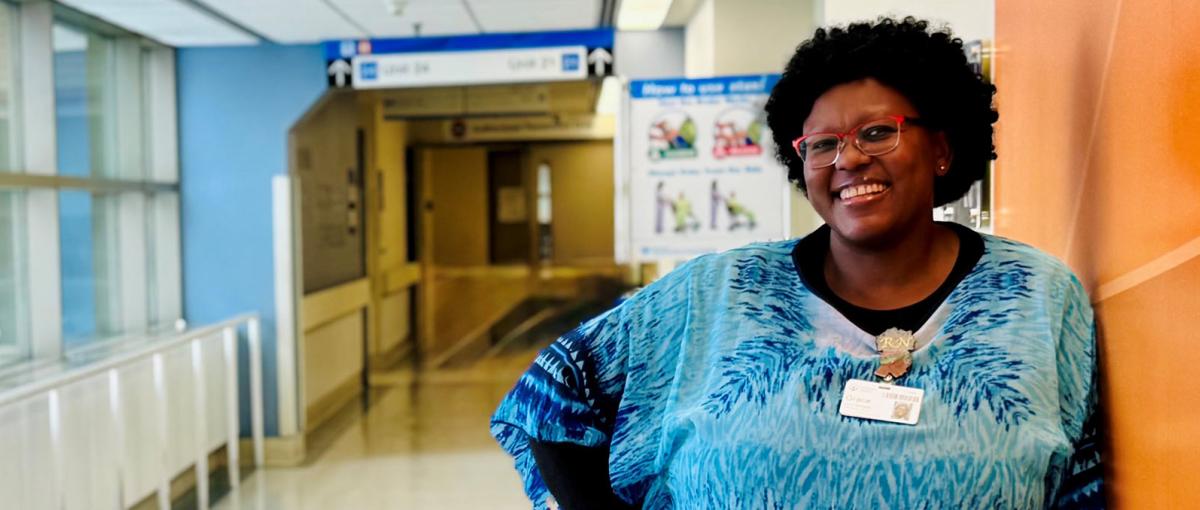Image of Ndapota Grace Mhlanga, a unit manager, at Grey Nuns Community Hospital