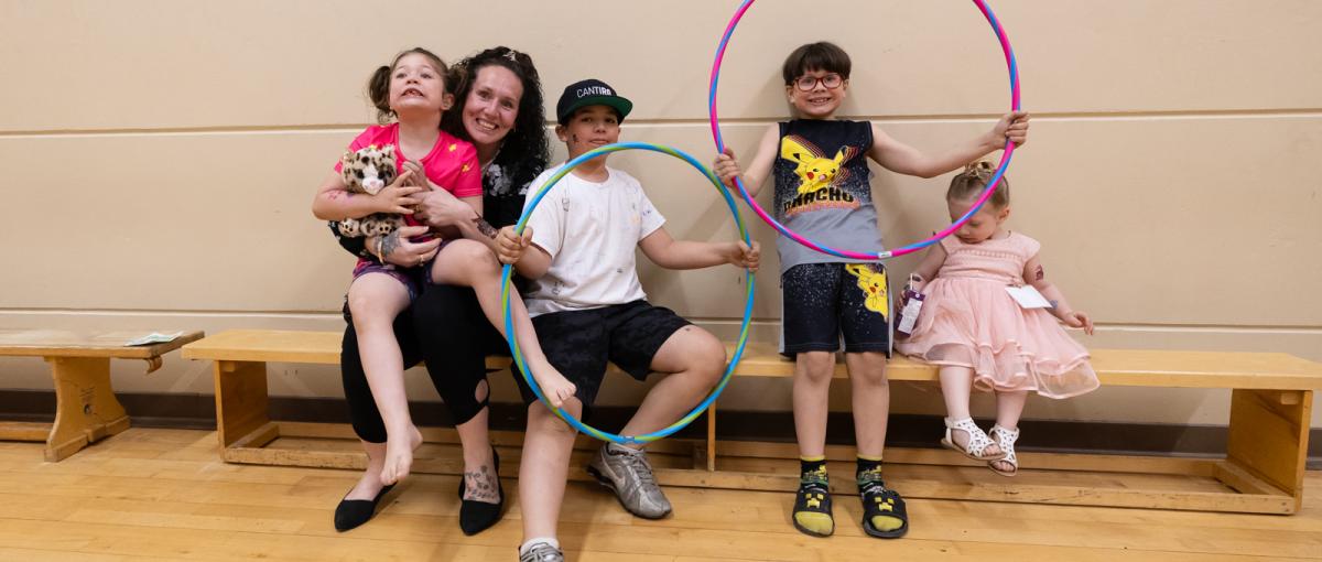 Sarah Dunn and her children attend the anniversary tea for the rooming-in program at the Grey Nuns Community Hospital.