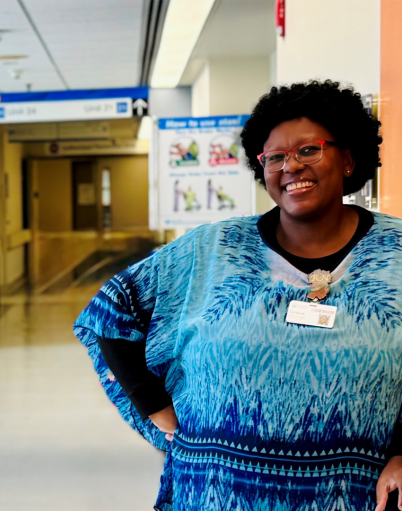 thumbnail image of Ndapota Grace Mhlanga, a unit manager, at Grey Nuns Community Hospital