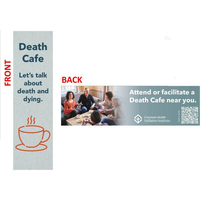 Front and back of the Death Cafe bookmark