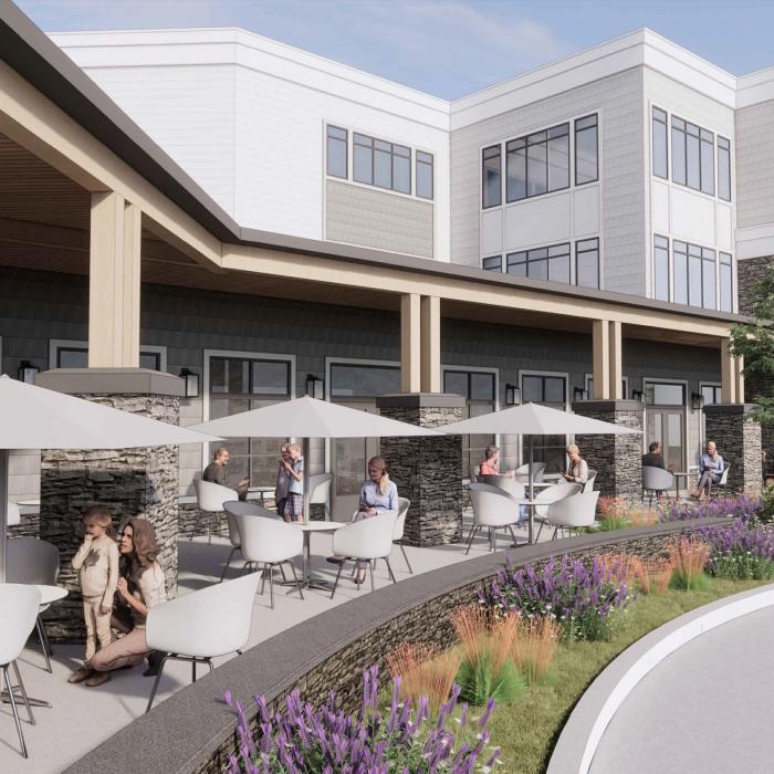 Outdoor seating at Trochu Supportive Living facility