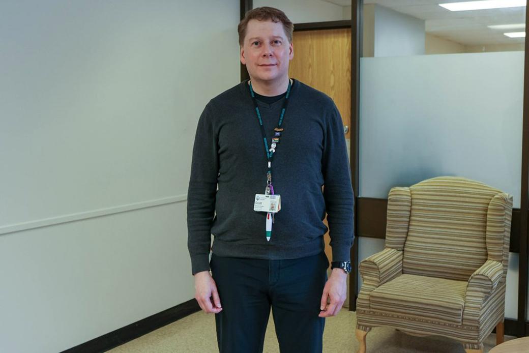 Scott Stewart Scott Stwart stands in the Edmonton General where he works.