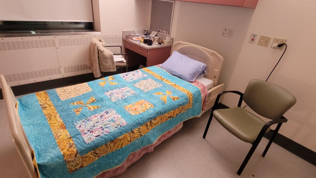 A quilt from the Blankets of Love program for a patient on the mental health unit at the Grey Nuns Community Hospital