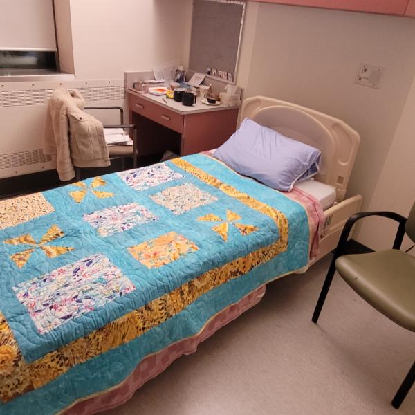 A quilt from the Blankets of Love program for a patient on the mental health unit at the Grey Nuns Community Hospital