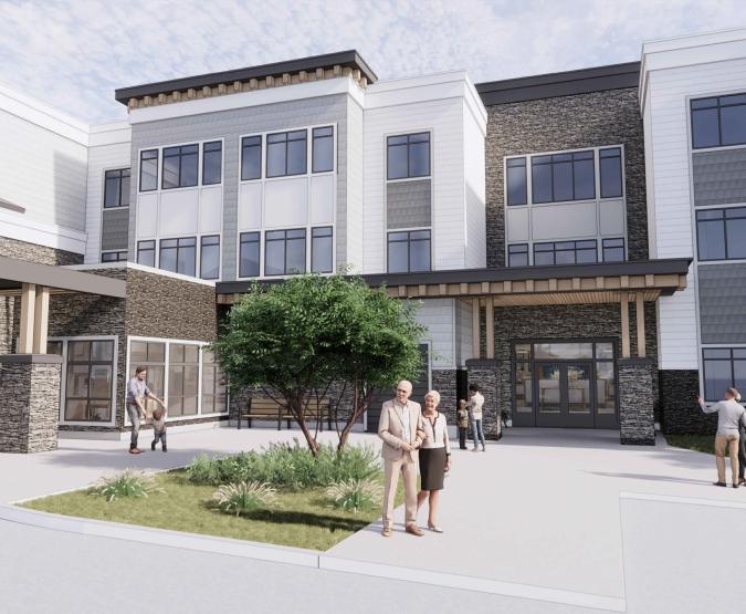 Rendering of an entrance point at Trochu Supportive Living. Rendering of an entrance point for the Trochu Supportive Living facility
